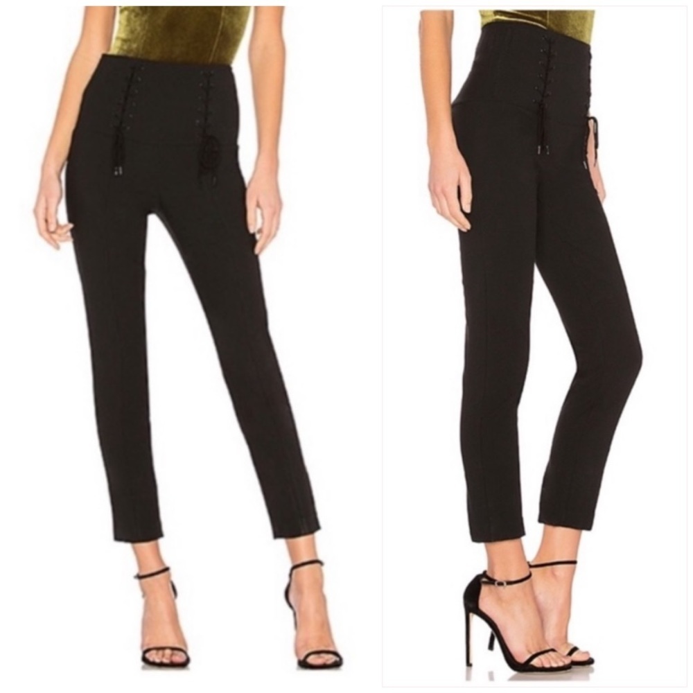 Tibi Anton High Rise Corset Lace Split Hem Trousers Pants